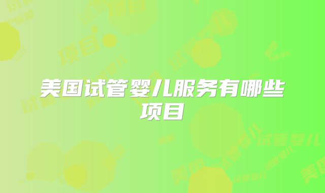美国试管婴儿服务有哪些项目