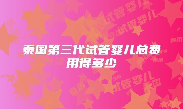 泰国第三代试管婴儿总费用得多少