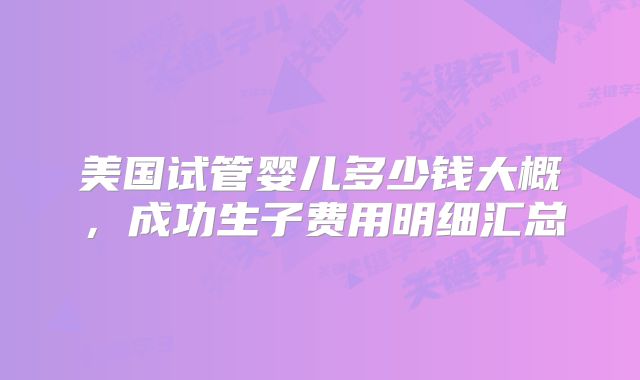 美国试管婴儿多少钱大概，成功生子费用明细汇总