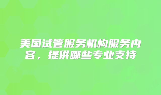 美国试管服务机构服务内容，提供哪些专业支持