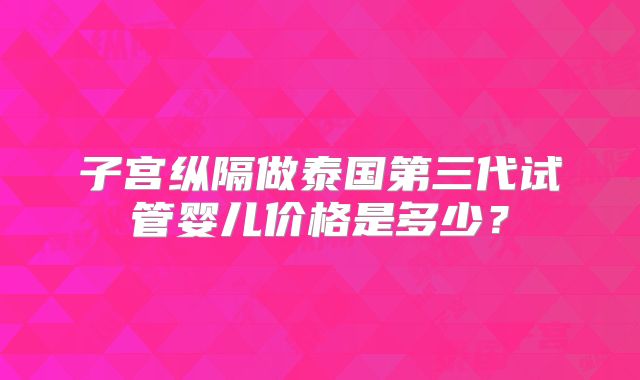 子宫纵隔做泰国第三代试管婴儿价格是多少？