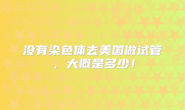没有染色体去美国做试管，大概是多少！