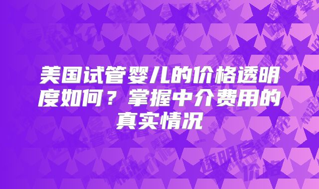 美国试管婴儿的价格透明度如何？掌握中介费用的真实情况