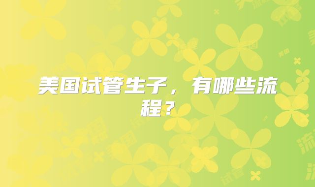 美国试管生子，有哪些流程？
