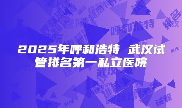 2025年呼和浩特 武汉试管排名第一私立医院