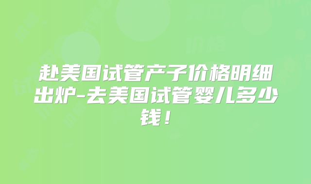 赴美国试管产子价格明细出炉-去美国试管婴儿多少钱！