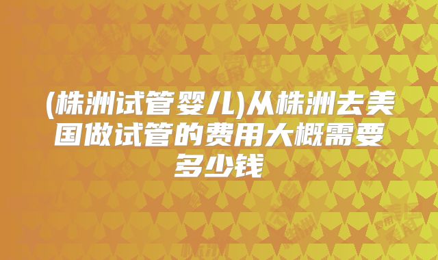 (株洲试管婴儿)从株洲去美国做试管的费用大概需要多少钱