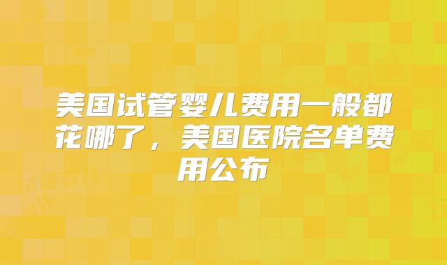 美国试管婴儿费用一般都花哪了，美国医院名单费用公布