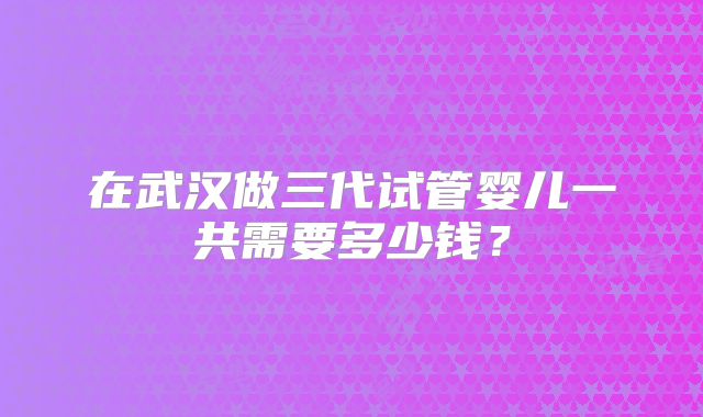 在武汉做三代试管婴儿一共需要多少钱？