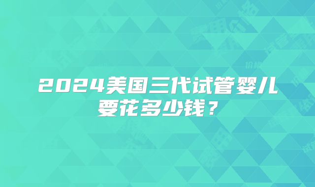 2024美国三代试管婴儿要花多少钱？