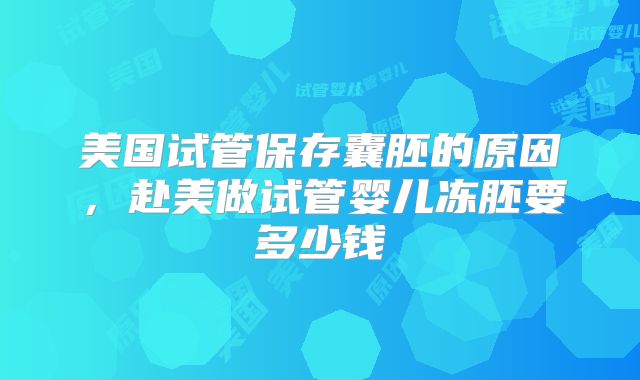 美国试管保存囊胚的原因，赴美做试管婴儿冻胚要多少钱