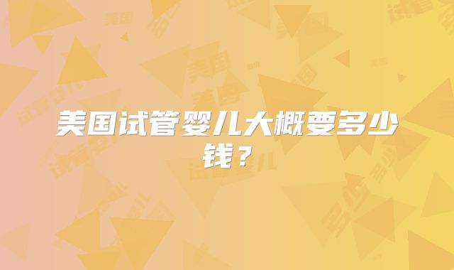 美国试管婴儿大概要多少钱？