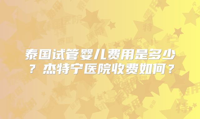 泰国试管婴儿费用是多少？杰特宁医院收费如何？