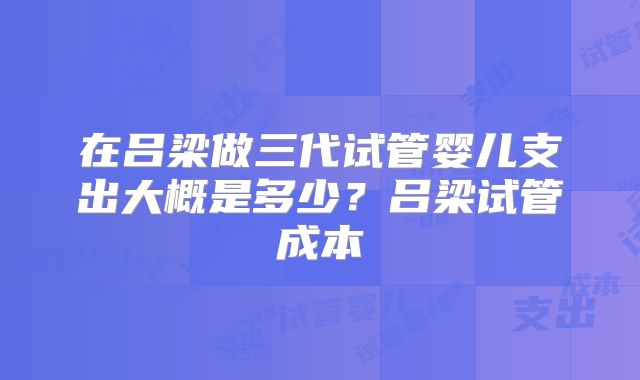 在吕梁做三代试管婴儿支出大概是多少?吕梁试管成本