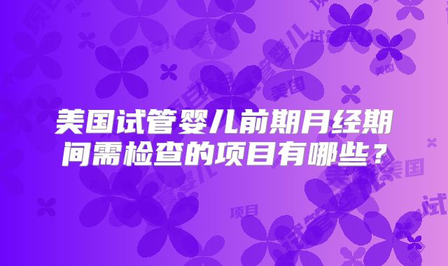 美国试管婴儿前期月经期间需检查的项目有哪些?