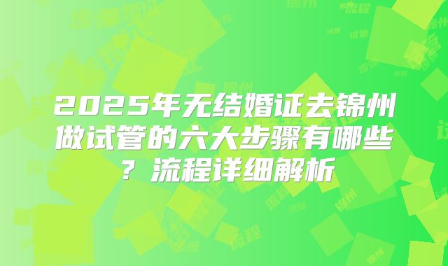 2025年无结婚证去锦州做试管的六大步骤有哪些?流程详细解析