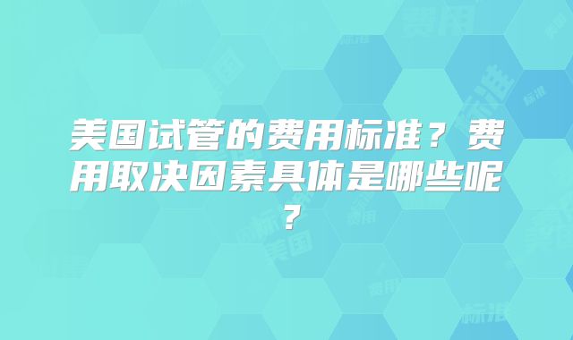 美国试管的费用标准？费用取决因素具体是哪些呢？