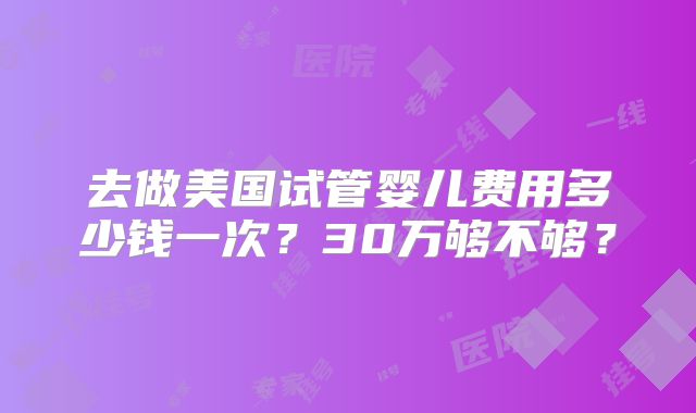 去做美国试管婴儿费用多少钱一次？30万够不够？