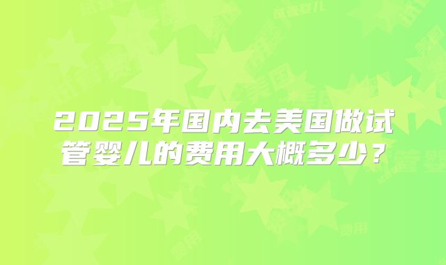2025年国内去美国做试管婴儿的费用大概多少?