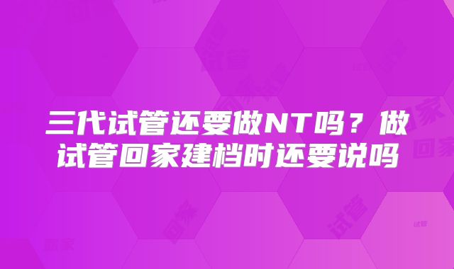 三代试管还要做NT吗？做试管回家建档时还要说吗