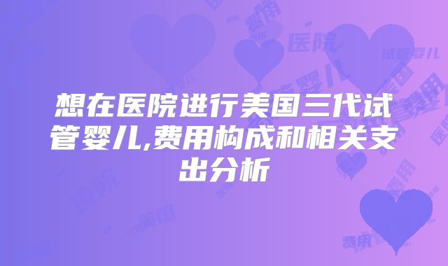 想在医院进行美国三代试管婴儿,费用构成和相关支出分析