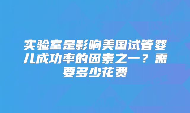 实验室是影响美国试管婴儿成功率的因素之一？需要多少花费