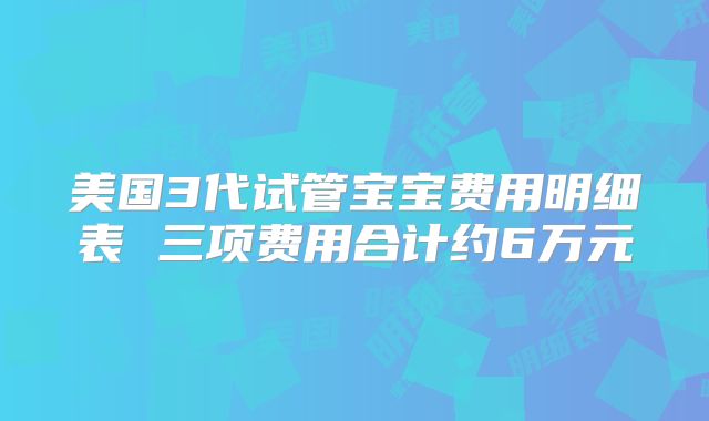 美国3代试管宝宝费用明细表 三项费用合计约6万元
