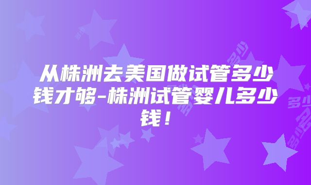从株洲去美国做试管多少钱才够-株洲试管婴儿多少钱！