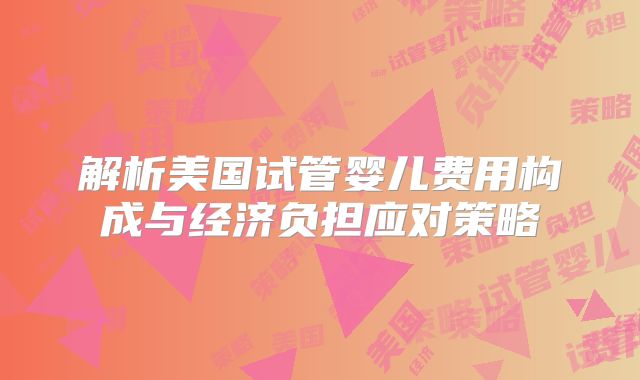 解析美国试管婴儿费用构成与经济负担应对策略