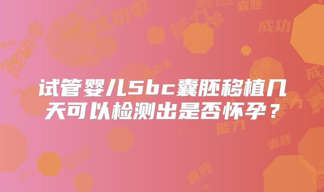 试管婴儿5bc囊胚移植几天可以检测出是否怀孕？