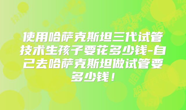 使用哈萨克斯坦三代试管技术生孩子要花多少钱-自己去哈萨克斯坦做试管要多少钱！