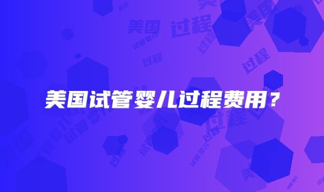 美国试管婴儿过程费用？