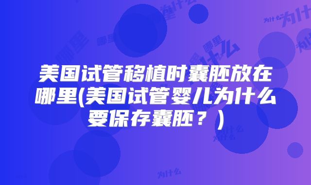 美国试管移植时囊胚放在哪里(美国试管婴儿为什么要保存囊胚？)