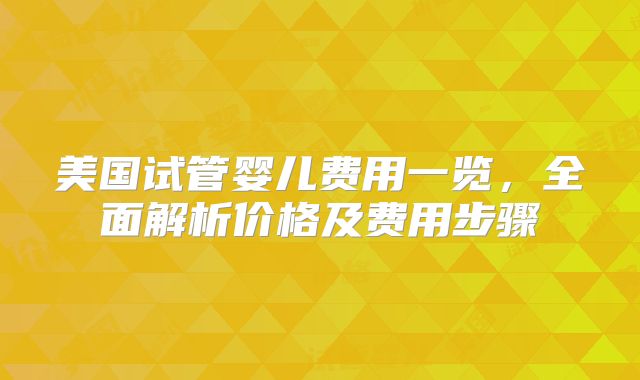 美国试管婴儿费用一览，全面解析价格及费用步骤