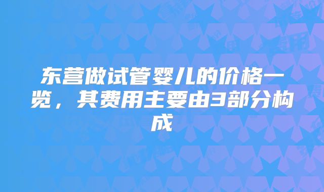 东营做试管婴儿的价格一览，其费用主要由3部分构成