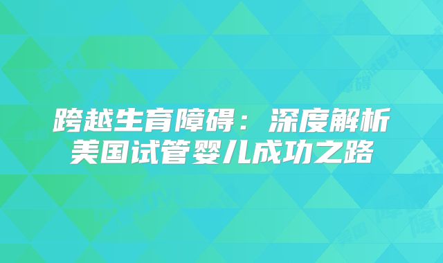 跨越生育障碍：深度解析美国试管婴儿成功之路