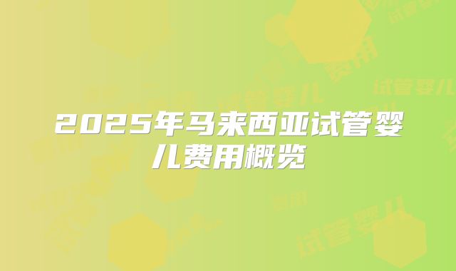 2025年马来西亚试管婴儿费用概览