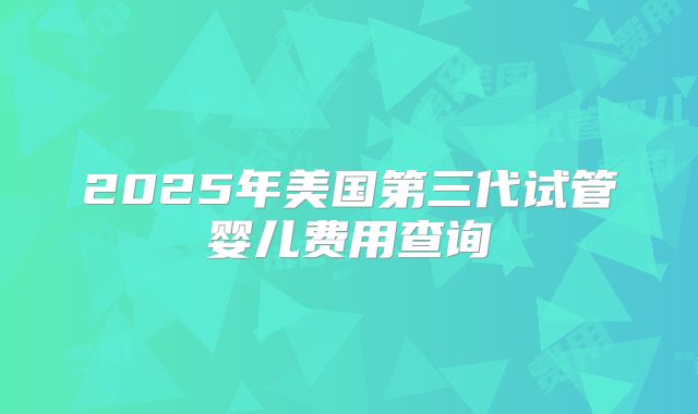 2025年美国第三代试管婴儿费用查询