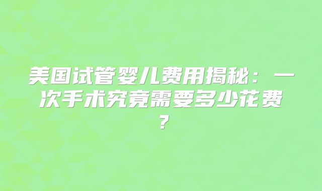 美国试管婴儿费用揭秘：一次手术究竟需要多少花费？