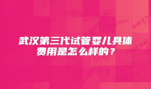 武汉第三代试管婴儿具体费用是怎么样的？
