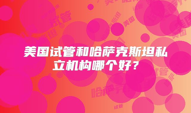 美国试管和哈萨克斯坦私立机构哪个好？