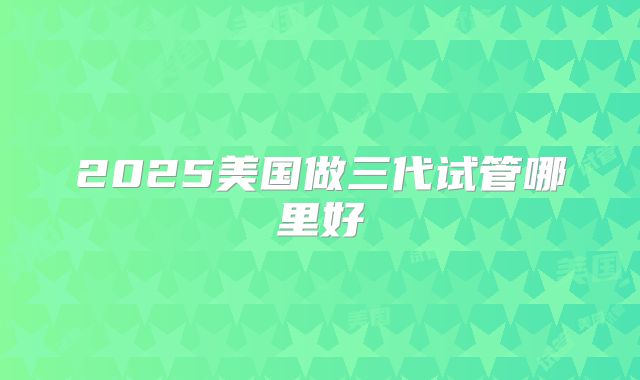 2025美国做三代试管哪里好