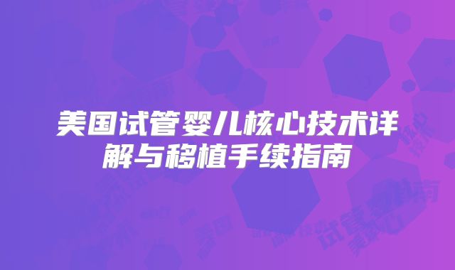 美国试管婴儿核心技术详解与移植手续指南