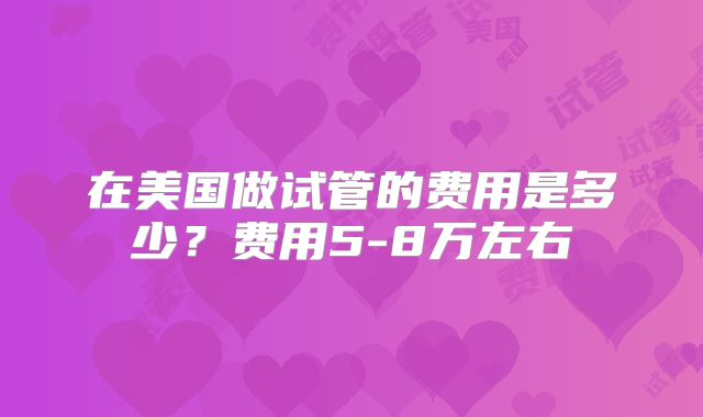 在美国做试管的费用是多少？费用5-8万左右