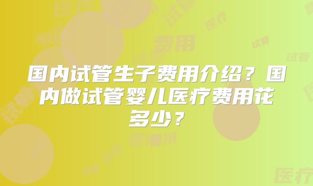 国内试管生子费用介绍？国内做试管婴儿医疗费用花多少？