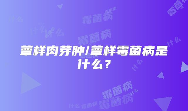 蕈样肉芽肿/蕈样霉菌病是什么？