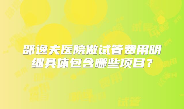 邵逸夫医院做试管费用明细具体包含哪些项目？