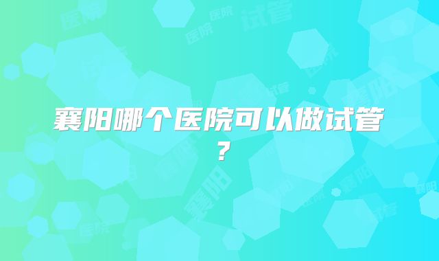 襄阳哪个医院可以做试管？
