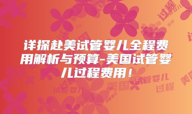 详探赴美试管婴儿全程费用解析与预算-美国试管婴儿过程费用！