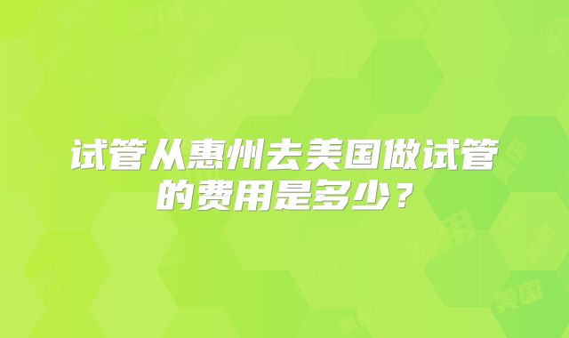 试管从惠州去美国做试管的费用是多少?